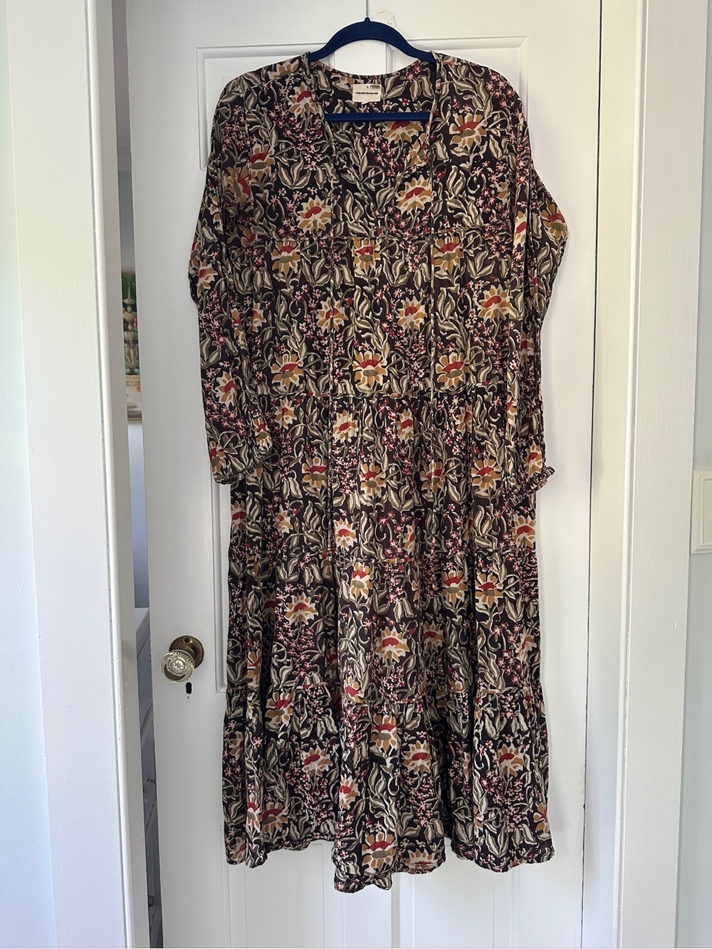 Anthropologie Maelu Designs Willow Midi Long Sleeve Floral Peasant Dress Size M - Picture 5 of 9
